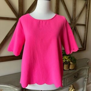 Everly Pink Scalloped Women's Top